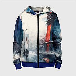 Толстовка на молнии детская Наш город - коллекция Бело-сине-красный - Хуф и Ся, цвет: 3D-синий