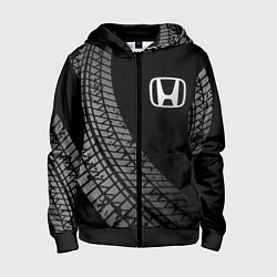 Толстовка на молнии детская Honda tire tracks, цвет: 3D-черный