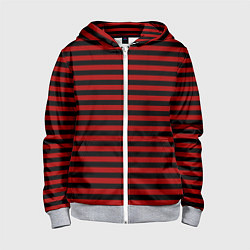 Толстовка на молнии детская Темно-красные полосы, цвет: 3D-меланж