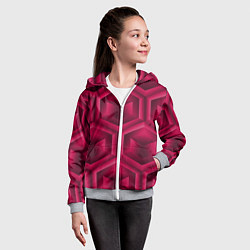 Толстовка на молнии детская Многоугольник и куб, цвет: 3D-меланж — фото 2