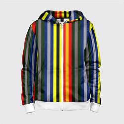 Толстовка на молнии детская Полосы школа чародейства и волшебства, цвет: 3D-белый