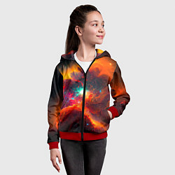 Толстовка на молнии детская Небула в космосе в оранжевых тонах - нейронная сет, цвет: 3D-красный — фото 2
