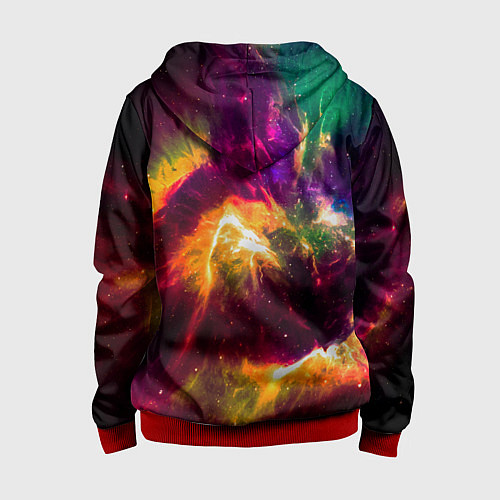 Детская толстовка на молнии Небула в космосе разноцветная - нейронная сеть / 3D-Красный – фото 2