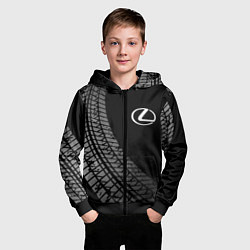 Толстовка на молнии детская Lexus tire tracks, цвет: 3D-черный — фото 2