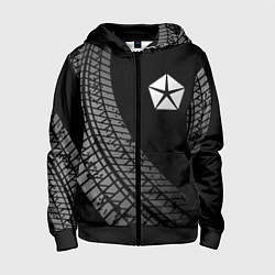Толстовка на молнии детская Jeep tire tracks, цвет: 3D-черный