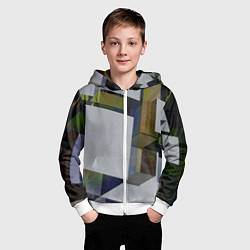 Толстовка на молнии детская Геометрический коллапс, цвет: 3D-белый — фото 2