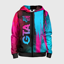 Детская толстовка на молнии GTA - neon gradient: по-вертикали