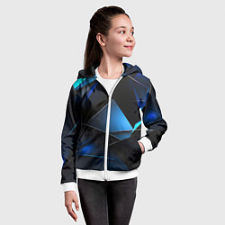 Толстовка на молнии детская Blue black texture, цвет: 3D-белый — фото 2