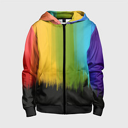 Толстовка на молнии детская Летняя радуга, цвет: 3D-черный
