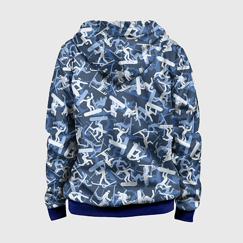 Детская толстовка на молнии Сноубордист и Лыжник - камуфляж / 3D-Синий – фото 2
