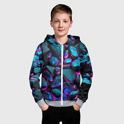 Толстовка на молнии детская Неоновые камни, цвет: 3D-меланж — фото 2
