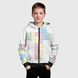 Толстовка на молнии детская Тетрис буква т падающие блоки, цвет: 3D-черный — фото 2
