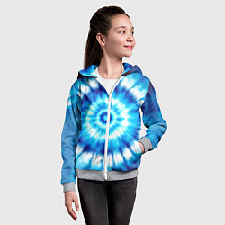 Толстовка на молнии детская Тай-дай бело-синий круг, цвет: 3D-меланж — фото 2