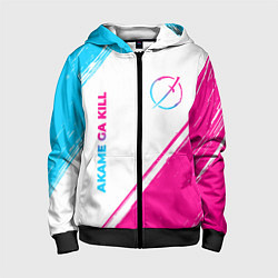 Толстовка на молнии детская Akame ga Kill neon gradient style: надпись, символ, цвет: 3D-черный