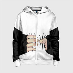 Толстовка на молнии детская Рука сжимает талию, цвет: 3D-белый