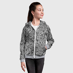 Толстовка на молнии детская Густой серый мех, цвет: 3D-меланж — фото 2