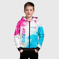 Толстовка на молнии детская Geely neon gradient style: надпись, символ, цвет: 3D-черный — фото 2