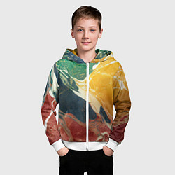 Толстовка на молнии детская Мраморная радуга, цвет: 3D-белый — фото 2