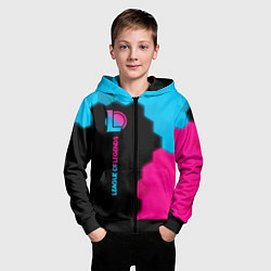 Толстовка на молнии детская League of Legends - neon gradient: по-вертикали, цвет: 3D-черный — фото 2