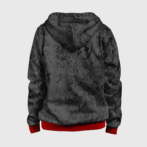 Детская толстовка на молнии Black dragon - grunge / 3D-Красный – фото 2