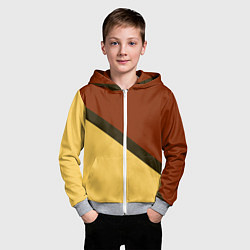 Толстовка на молнии детская Желто-красный диагональ, цвет: 3D-меланж — фото 2