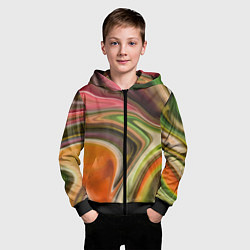 Толстовка на молнии детская Waves colors, цвет: 3D-черный — фото 2