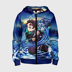 Толстовка на молнии детская Танджиро Камадо Клинок, рассекающий демонов, цвет: 3D-синий