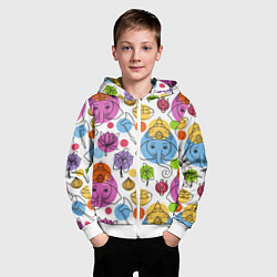 Толстовка на молнии детская Индийские слоники, цвет: 3D-белый — фото 2