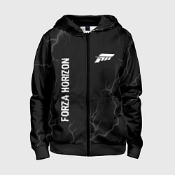 Детская толстовка на молнии Forza Horizon glitch на темном фоне: надпись, симв