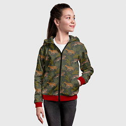 Толстовка на молнии детская Зайцы в еловых веточках, цвет: 3D-красный — фото 2