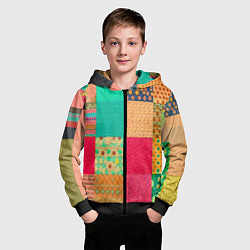 Толстовка на молнии детская Кусочки материи, цвет: 3D-черный — фото 2