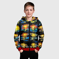 Толстовка на молнии детская Вечерние кораблики, цвет: 3D-красный — фото 2