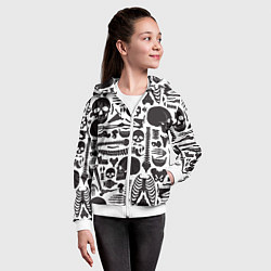 Толстовка на молнии детская Human osteology, цвет: 3D-белый — фото 2