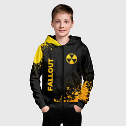 Толстовка на молнии детская Fallout - gold gradient: надпись, символ, цвет: 3D-черный — фото 2