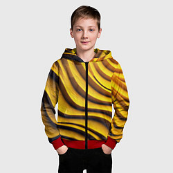 Толстовка на молнии детская Желтые абстрактные полосы, цвет: 3D-красный — фото 2