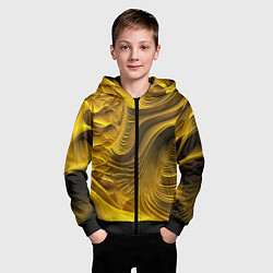 Толстовка на молнии детская Объемная желтая текстура, цвет: 3D-черный — фото 2