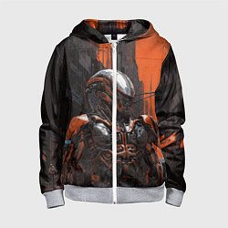 Толстовка на молнии детская Боевой робот ксеноморф, цвет: 3D-меланж