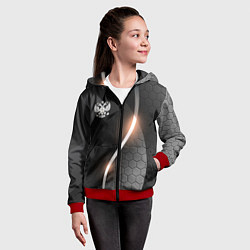 Толстовка на молнии детская Герб России на темном фоне, цвет: 3D-красный — фото 2