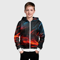 Толстовка на молнии детская Red black abstract, цвет: 3D-белый — фото 2