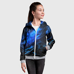 Толстовка на молнии детская Blue black background, цвет: 3D-меланж — фото 2