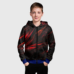 Толстовка на молнии детская Black red background, цвет: 3D-синий — фото 2