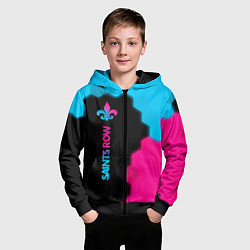 Толстовка на молнии детская Saints Row - neon gradient: по-вертикали, цвет: 3D-черный — фото 2