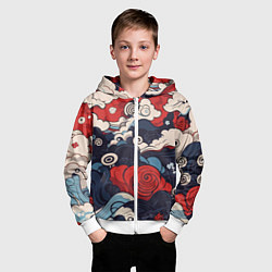Толстовка на молнии детская Узоры в Японском стиле, цвет: 3D-белый — фото 2