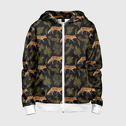 Толстовка на молнии детская Лиса и хвоя, цвет: 3D-белый