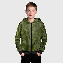 Толстовка на молнии детская Мятая зеленая ткань, цвет: 3D-черный — фото 2