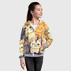Толстовка на молнии детская Кошачий принт от нейросети, цвет: 3D-меланж — фото 2