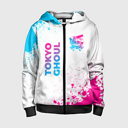 Толстовка на молнии детская Tokyo Ghoul neon gradient style: надпись, символ, цвет: 3D-черный