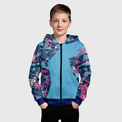Толстовка на молнии детская Цифровая река спортивный паттерн, цвет: 3D-синий — фото 2