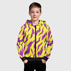 Толстовка на молнии детская Кислотный тигр паттерн, цвет: 3D-черный — фото 2