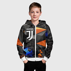 Толстовка на молнии детская Juventus orange black style, цвет: 3D-белый — фото 2